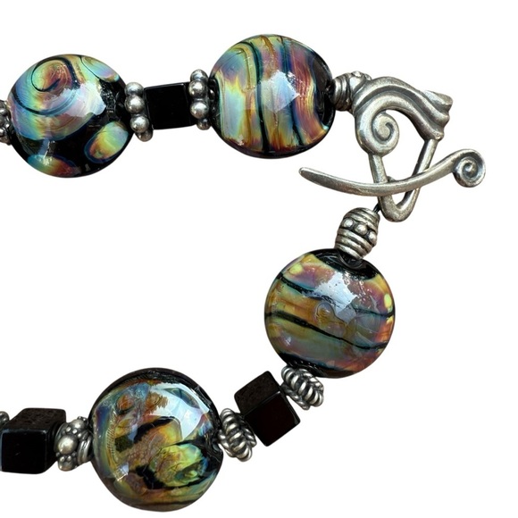 Mique Sterling Silver 925 Glass Beaded Bracelet Artisan Design - Picture 4 of 16